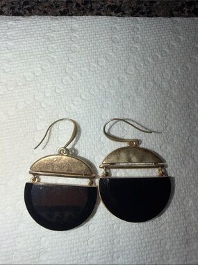 RLM-Soho Gold and Black Half-Moon Drop Earrings - Women Jewelry (Light weight)
